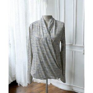 Anthropologie Saturday Sunday Lightweight Blue & Beige‎ Faux Wrap Top M